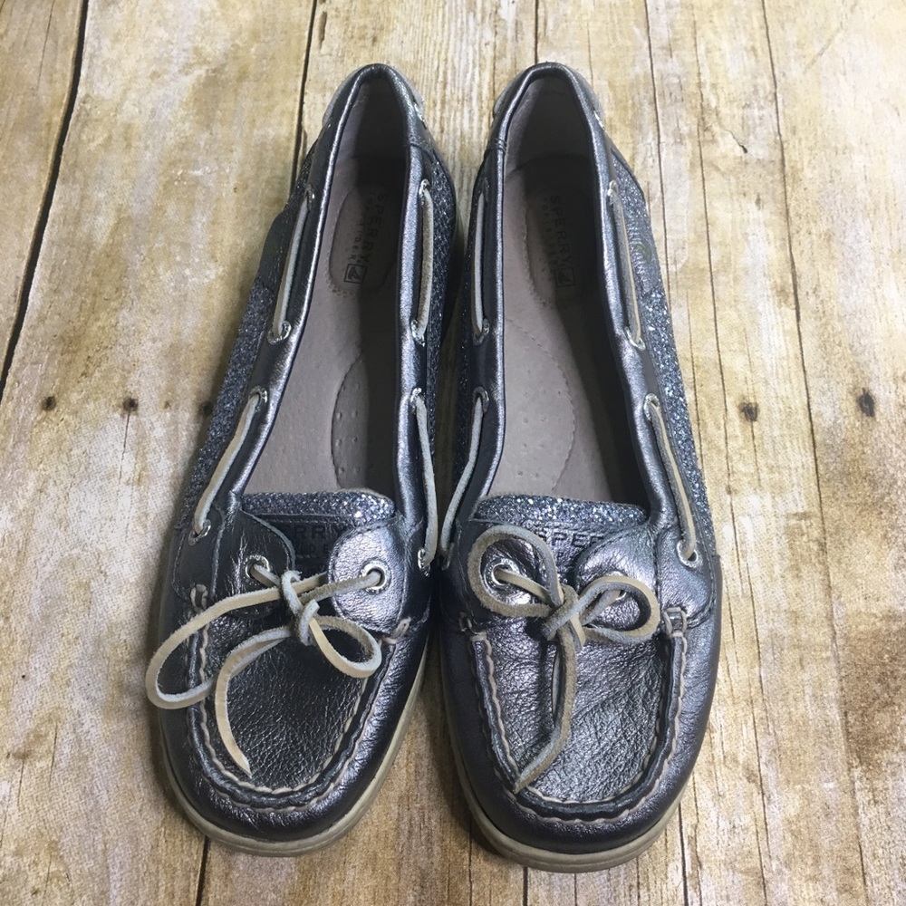 Sperry leather glittery boat shoes. Size 8.5